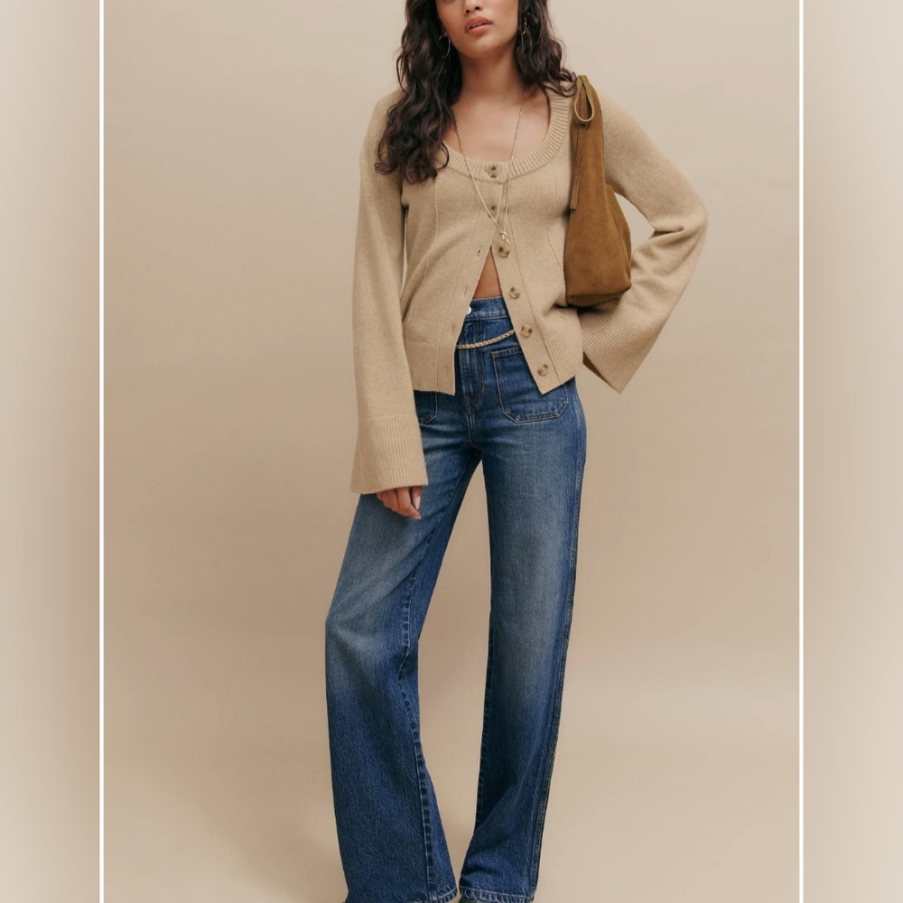 Reformation Alyssa High Rise Wide Leg Long Jeans, Size 30